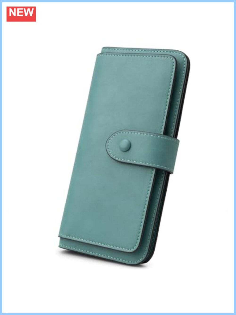 RFID Blocking Leather Wallet for Women Slim Trifold 14 Card Slots Zipper Pocket